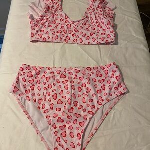 SHEIN Pink and Red Heart Bikini